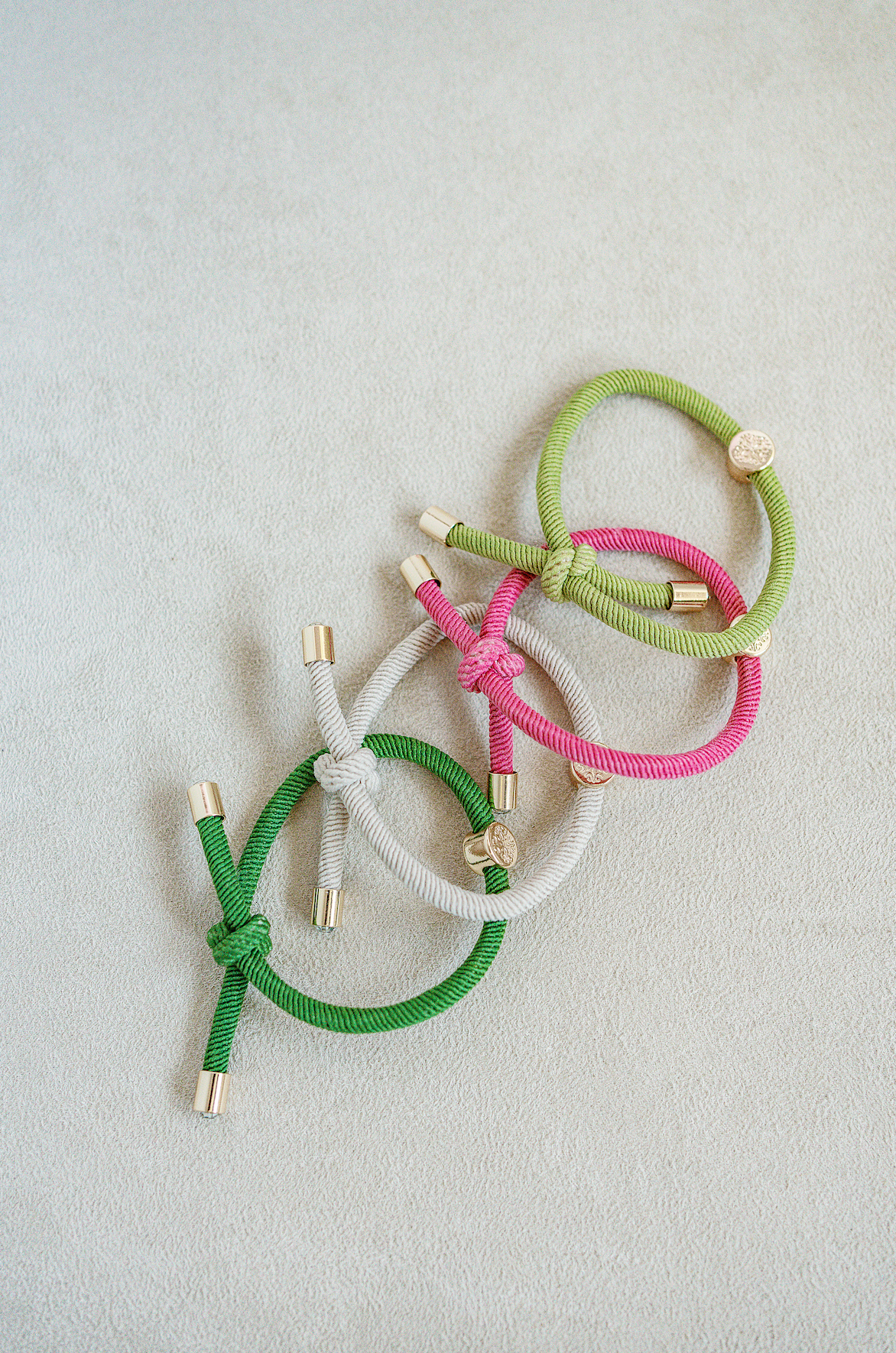 Original Hair Tie Set sold as a set of 4 - pink and green. Hair Tie Bracelet Set.