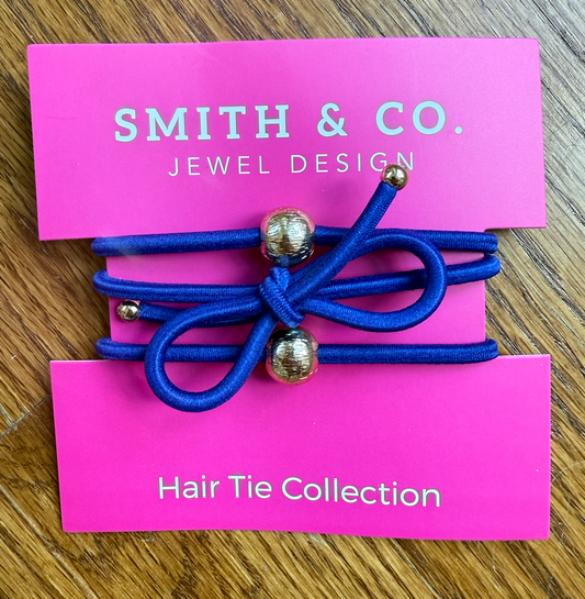 Ribbons & Bows Hair Tie Set - Sapphire Blue