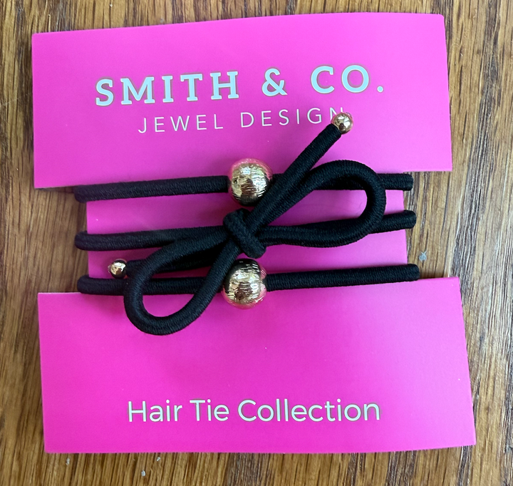 Ribbons &amp; Bows Hair Tie Set - Oynx Black