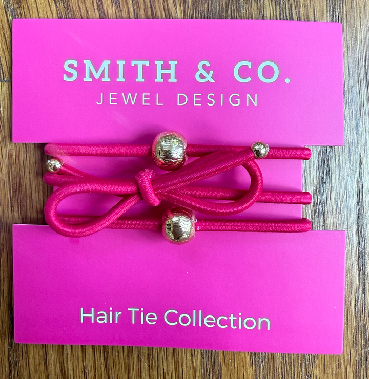Ribbons &amp; Bows Hair Tie Set - Bright Pink