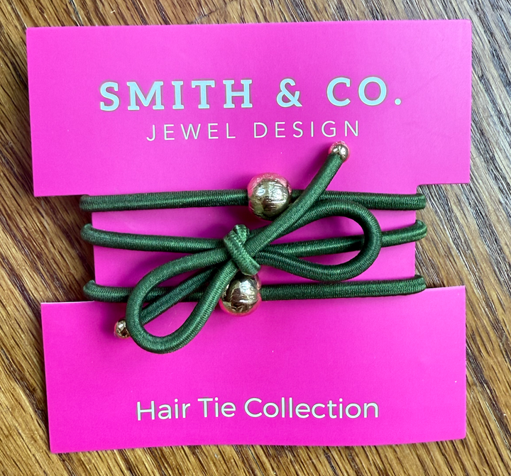 Ribbons &amp; Bows Hair Tie Set - Olive Green