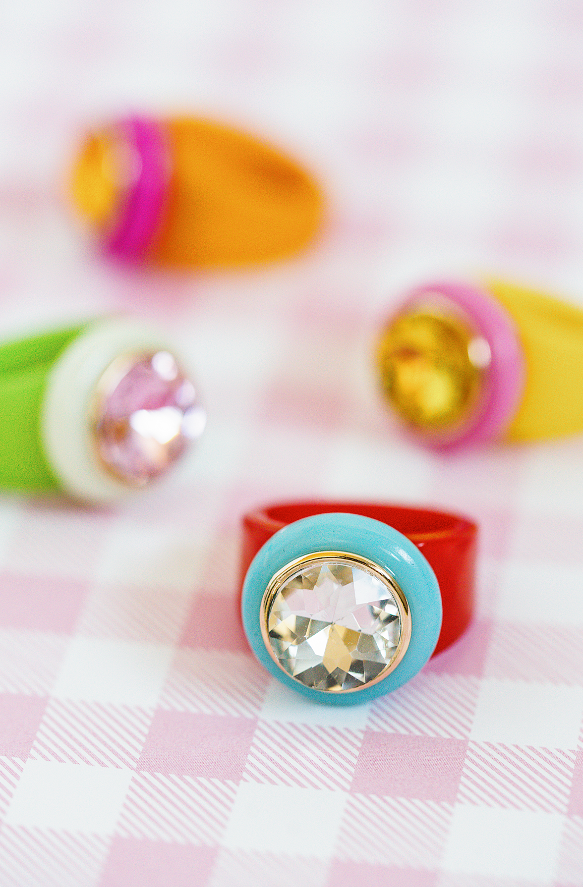 Bright Colored Cocktail Rings resin jewelry for all occasions.