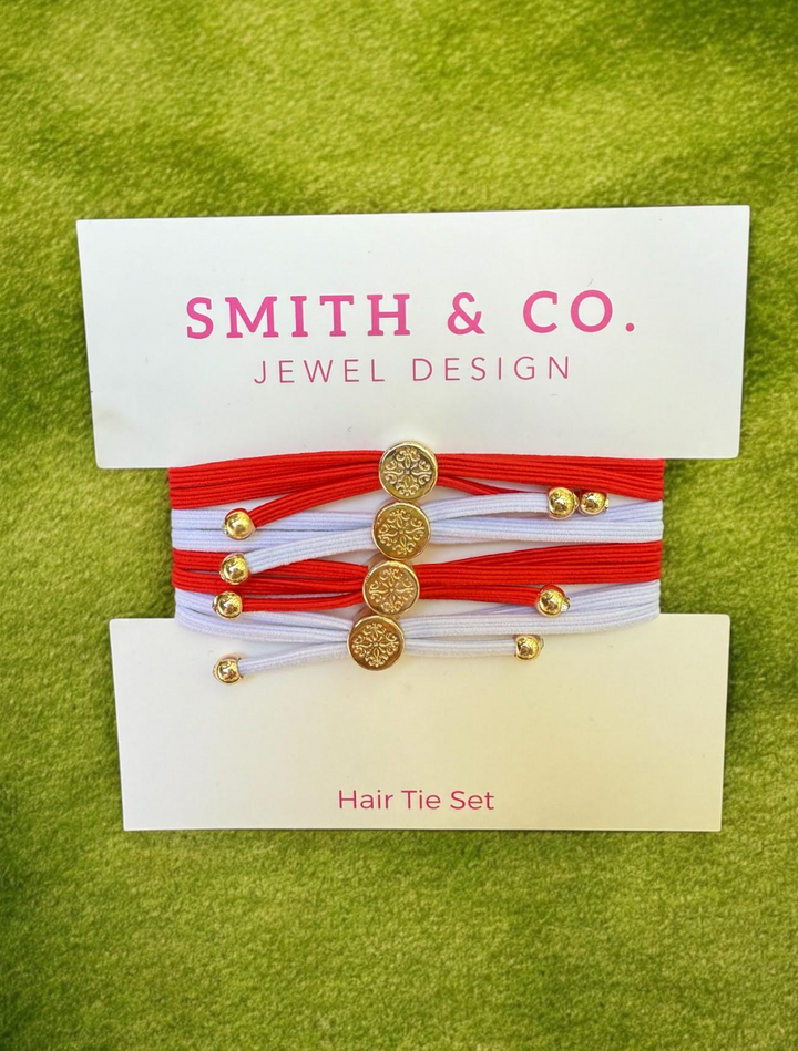 Skinny Hair Tie Set - Red / White