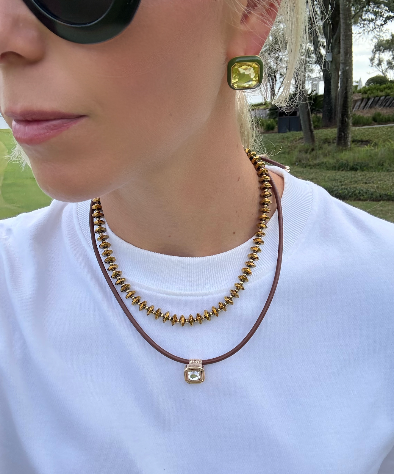 Leather Cord Necklace - Brown