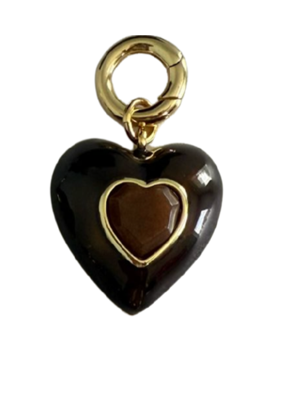 Heart Leather Cord Necklace - Tan