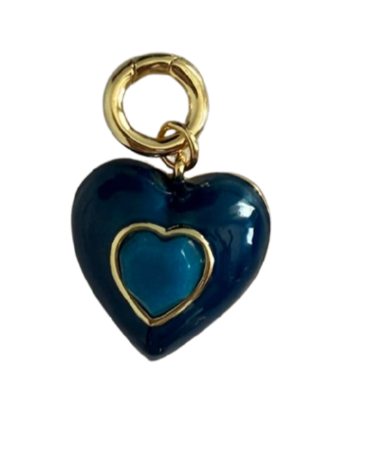 Heart Leather Cord Necklace - Navy
