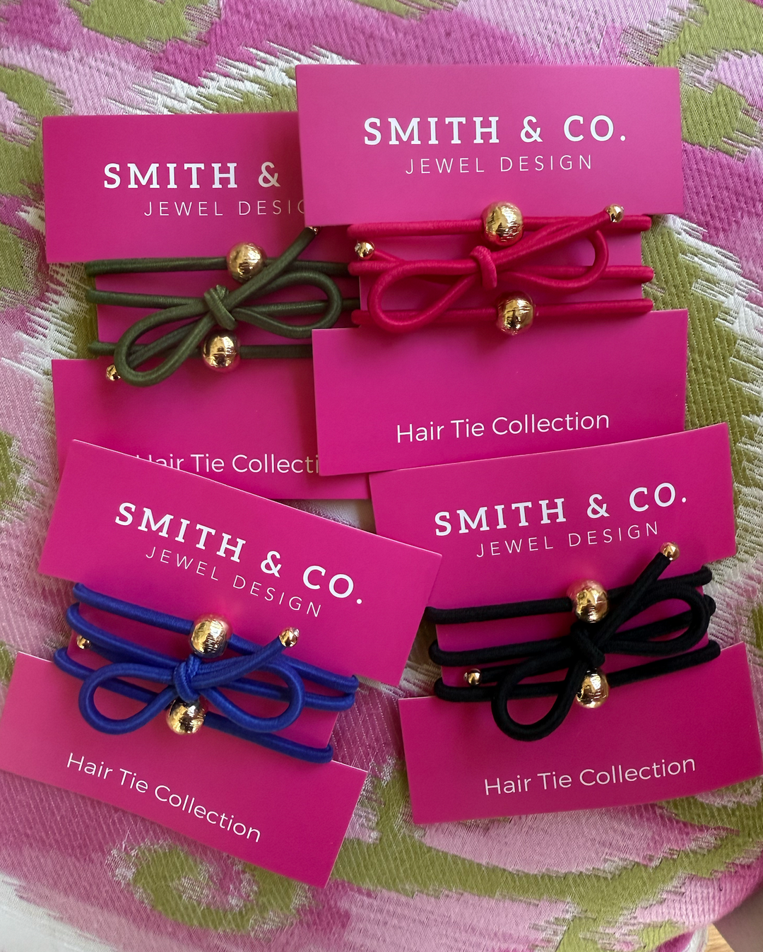 Ribbons &amp; Bows Hair Tie Set - Oynx Black