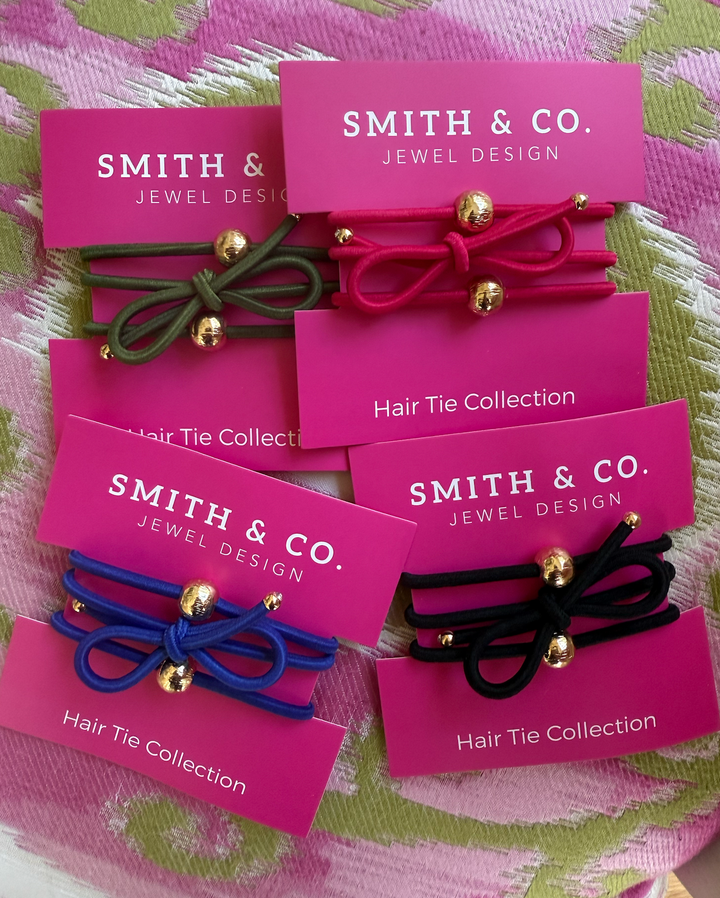 Ribbons &amp; Bows Hair Tie Set - Oynx Black