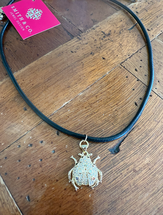 Beetle Juice Leather Necklace