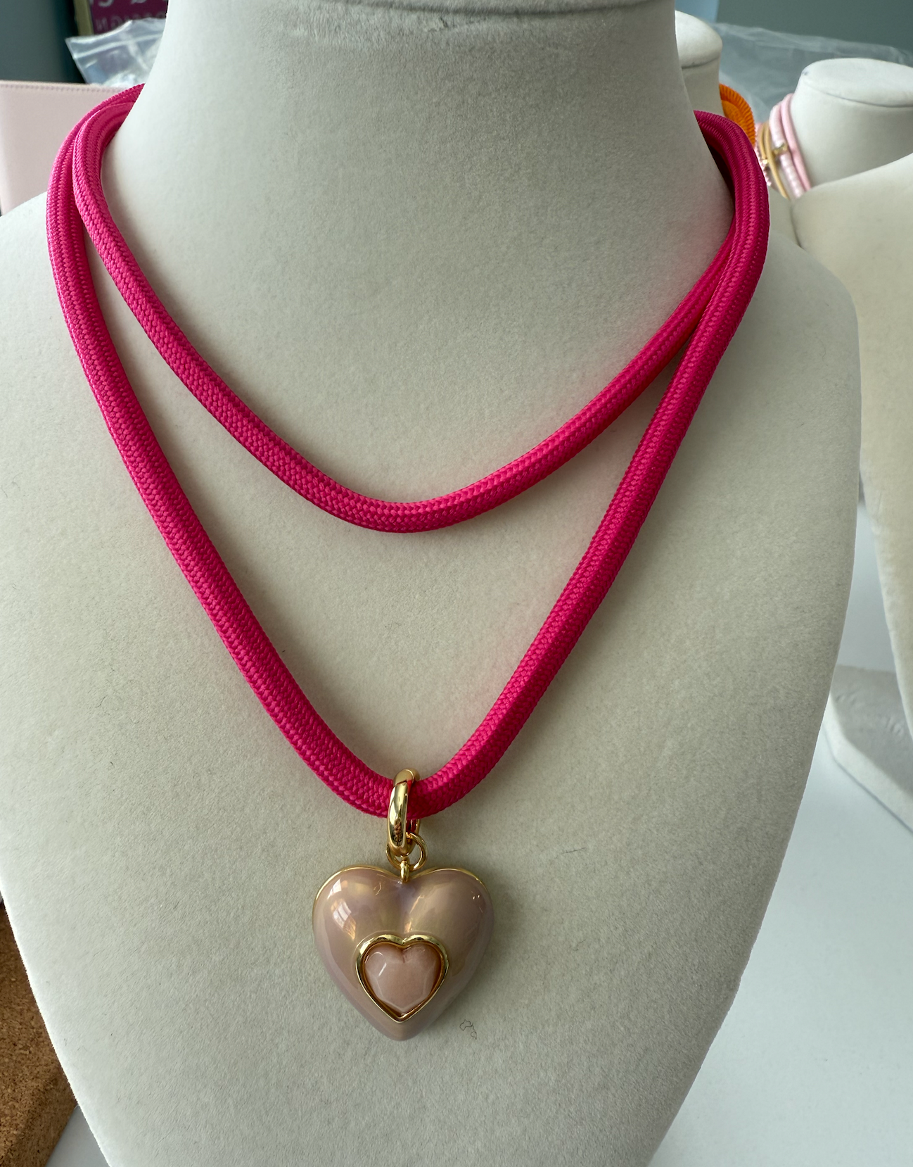 Pink Rope Cord Necklace