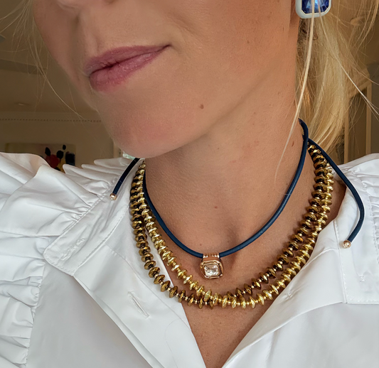 Gold Sparkle Necklace - Navy