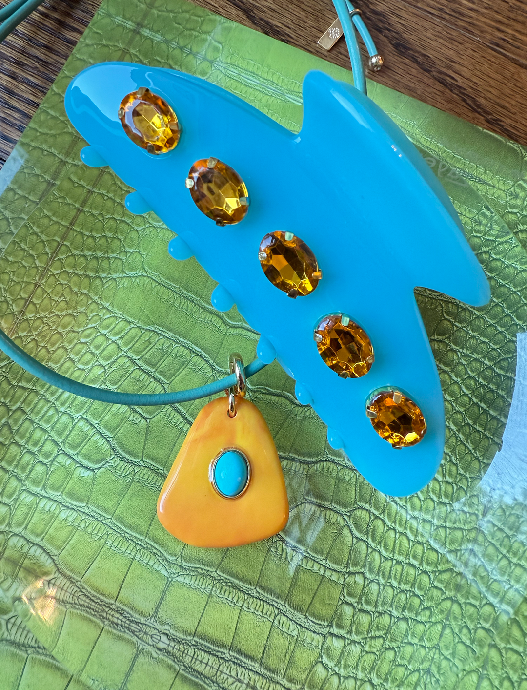 Combing Necklace - Turquoise / Orange