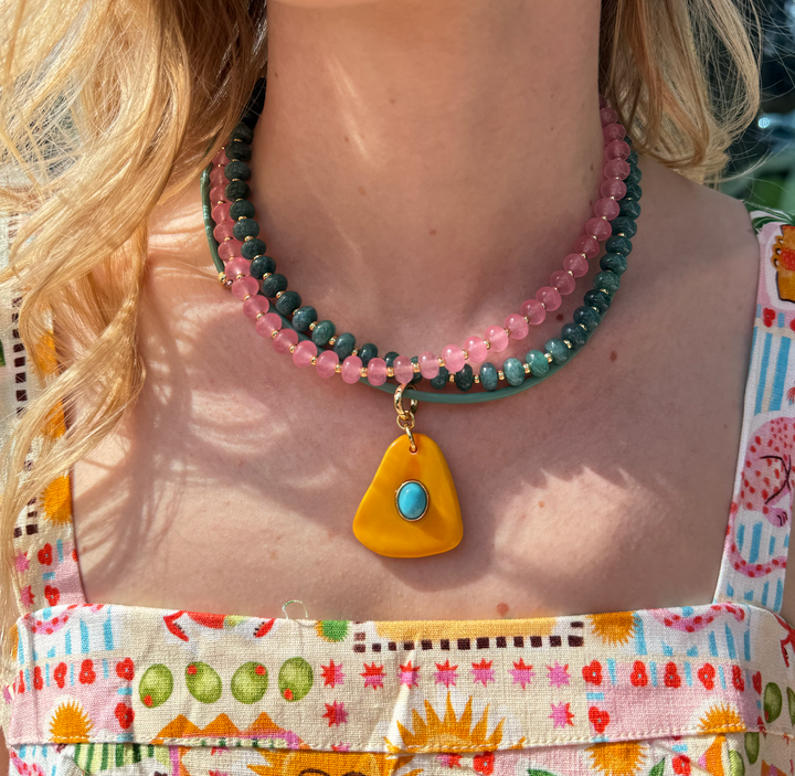 Combing Necklace - Turquoise / Orange
