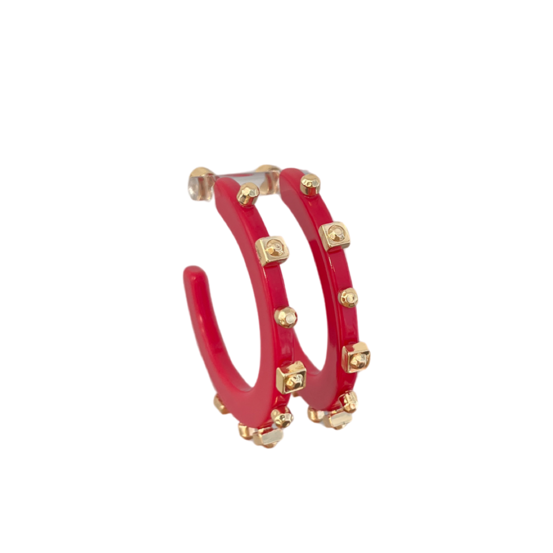 Solid Jewel Hoop - Cherry Red