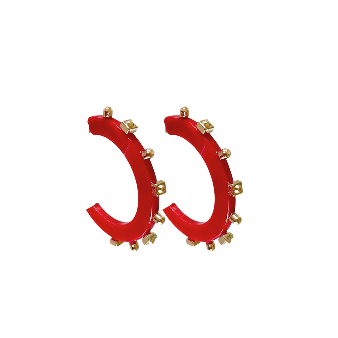 Solid Jewel Hoop - Red