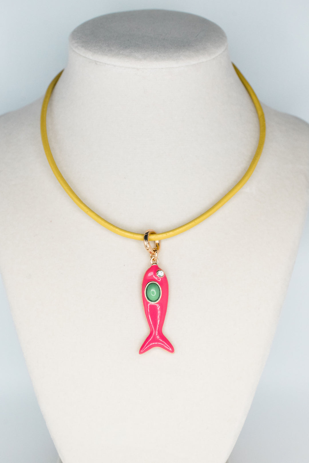 Leather Fish Necklace - Pink Fish