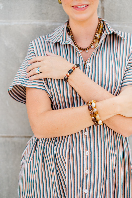 Wooden Hair Tie Set - Timber Brown