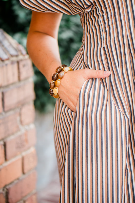 Chunky Link Bracelet  - Light Brown