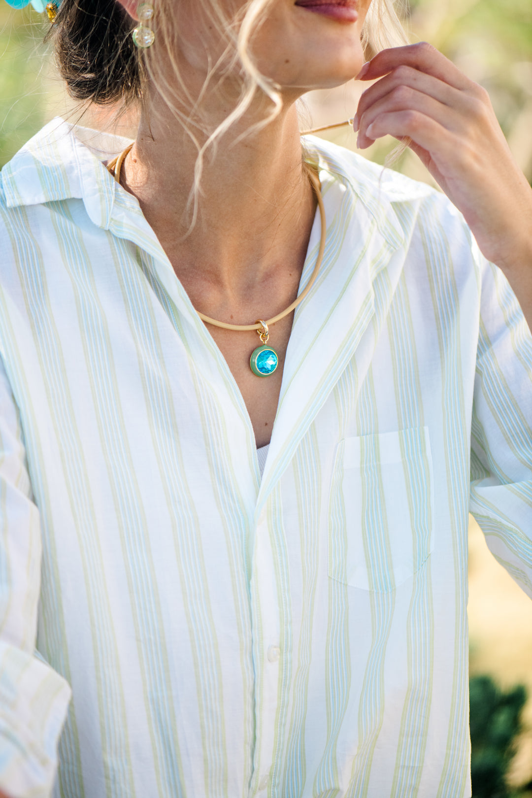 Luna Pendant Necklace - Green Pendant