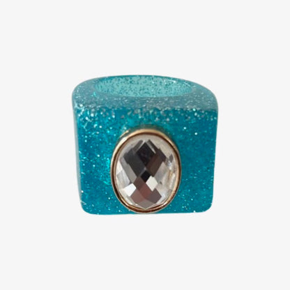 Glitzy Gal Ring - Aqua Confetti